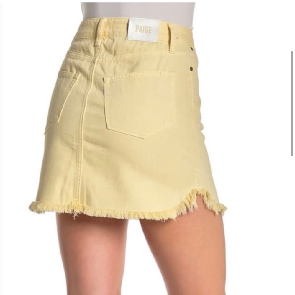 Paige Aideen high waisted butter yellow Denim Skirt with Button Fly